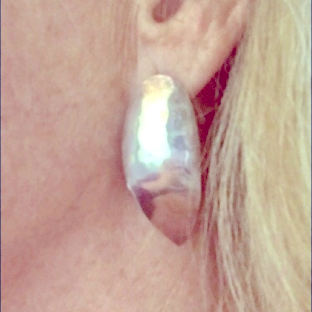 925 Sterling silver earrings handmade lightly hammered artisan Vintage